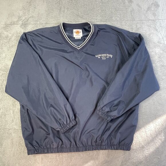 VTG Hard Rock Cafe Maui Men’s 2XL Navy Windbreaker Preppy Blokecore Normcore - Picture 9 of 9
